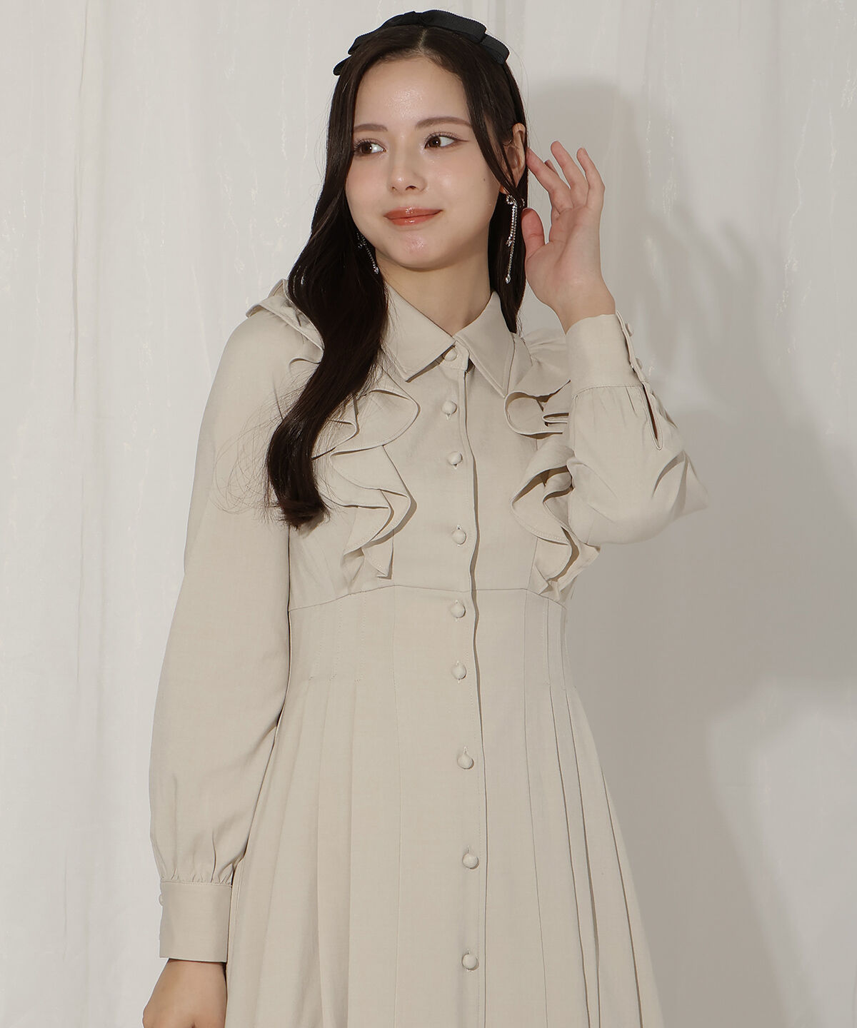 WILLSELECTION「ペタルフリルリボンタイシャツワンピース」|ワンピース|