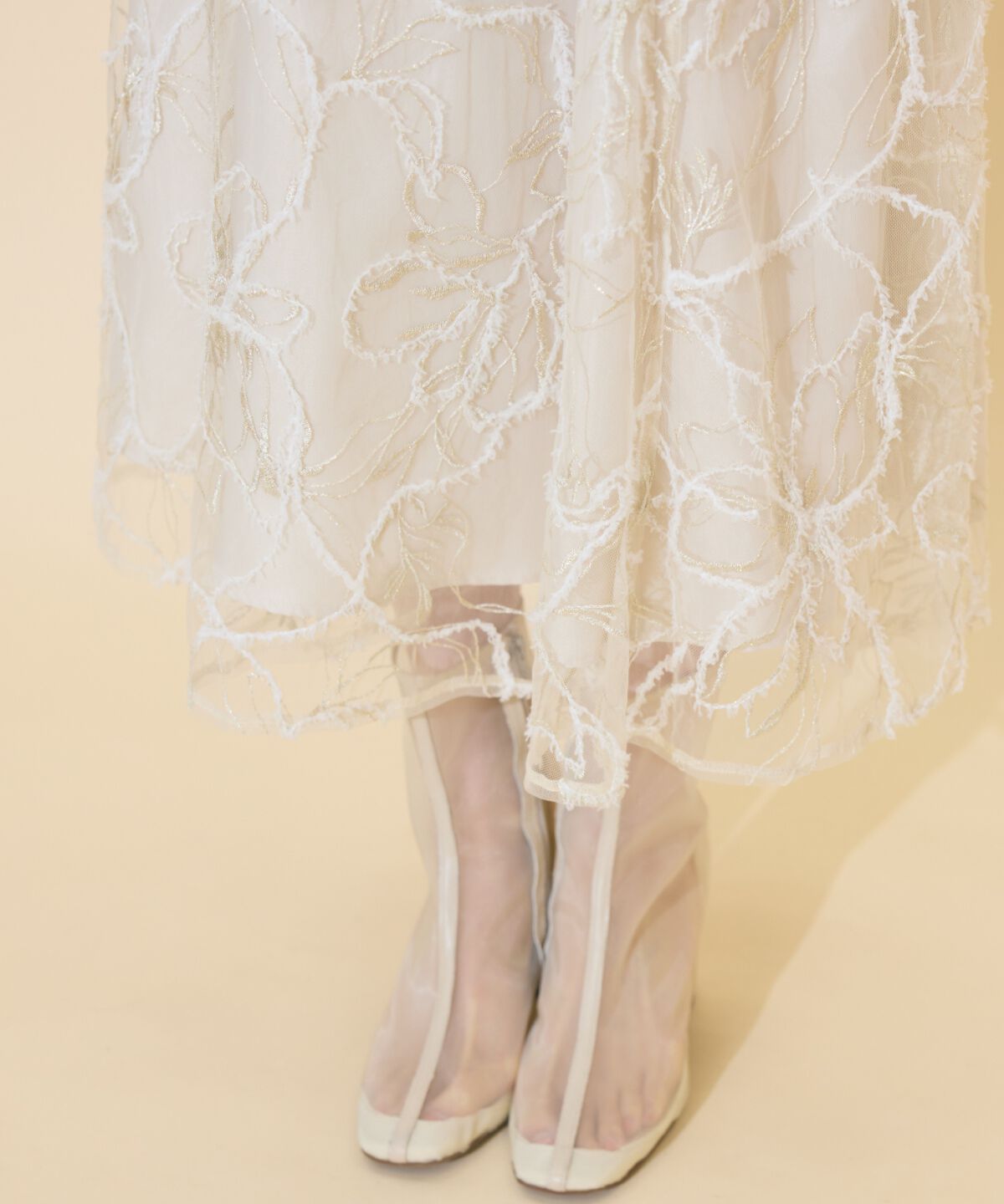 WILLSELECTION「ラメ刺繍チュールフレアスカート」|フレア|