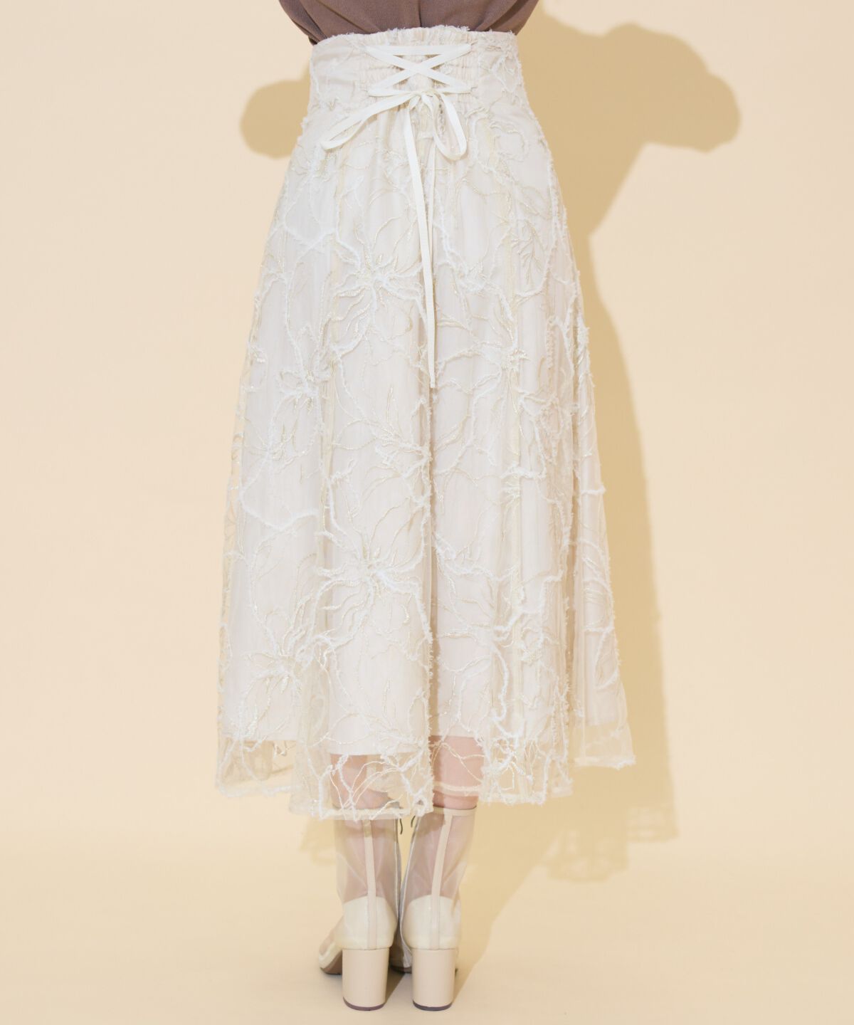 WILLSELECTION「ラメ刺繍チュールフレアスカート」|フレア|