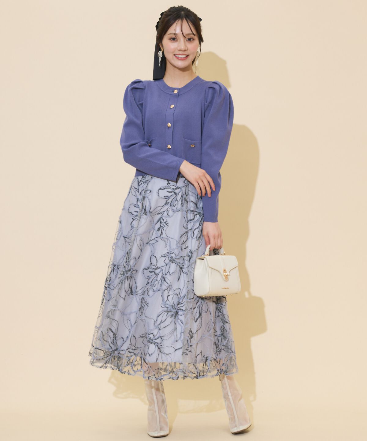 WILLSELECTION「ラメ刺繍チュールフレアスカート」|フレア|