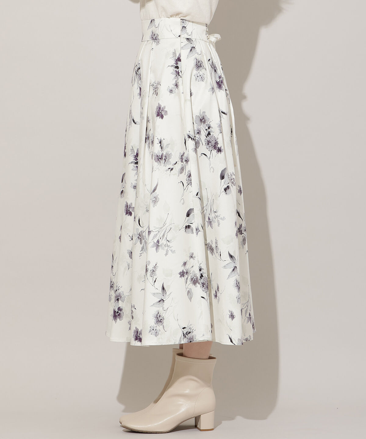 WILLSELECTION「フラワープリントボリュームタックスカート」|フレア|