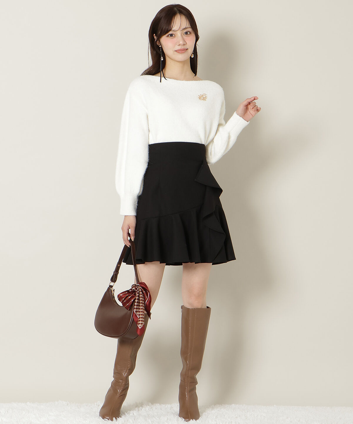 WILLSELECTION「ブローチ付きオフショルニット」|ニット・セーター|