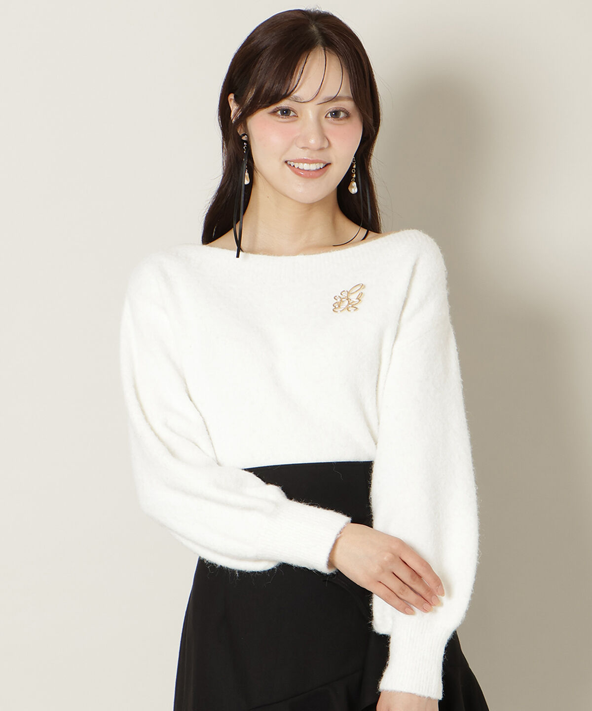 WILLSELECTION「ブローチ付きオフショルニット」|ニット・セーター|