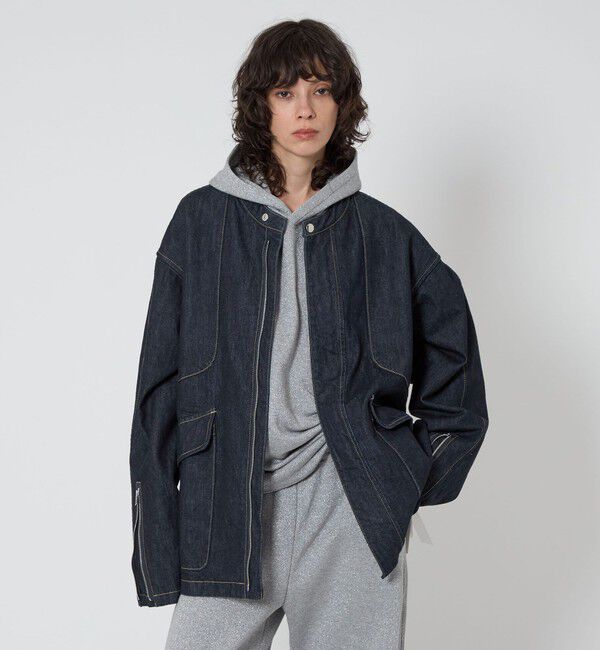 ASTRAET「＜ASTRAET＞デニム ノーカラー ジップブルゾン UNISEX」|デニムジャケット|