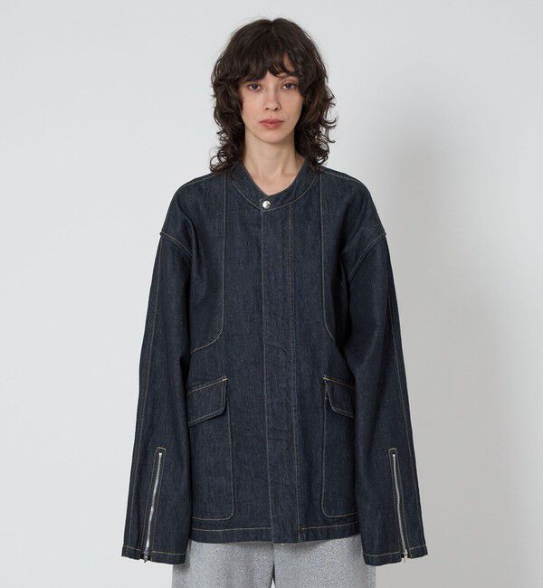 ASTRAET「＜ASTRAET＞デニム ノーカラー ジップブルゾン UNISEX」|デニムジャケット|