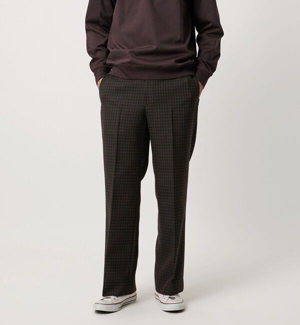 UNITED ARROWS「モダンチェック ノープリーツ ワイドストレート パンツ」|その他|