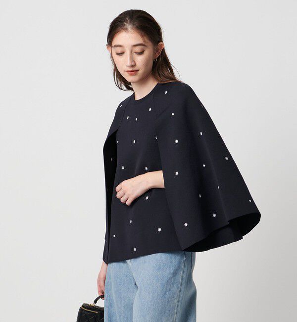 UNITED ARROWS「エンブロイダリー フラワー ケープニット ‐ウォッシャブル‐」|ニット・セーター|