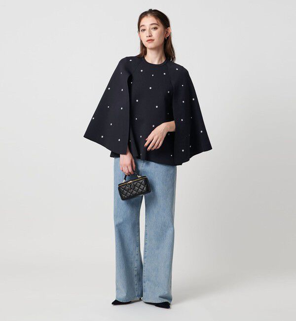 UNITED ARROWS「エンブロイダリー フラワー ケープニット ‐ウォッシャブル‐」|ニット・セーター|