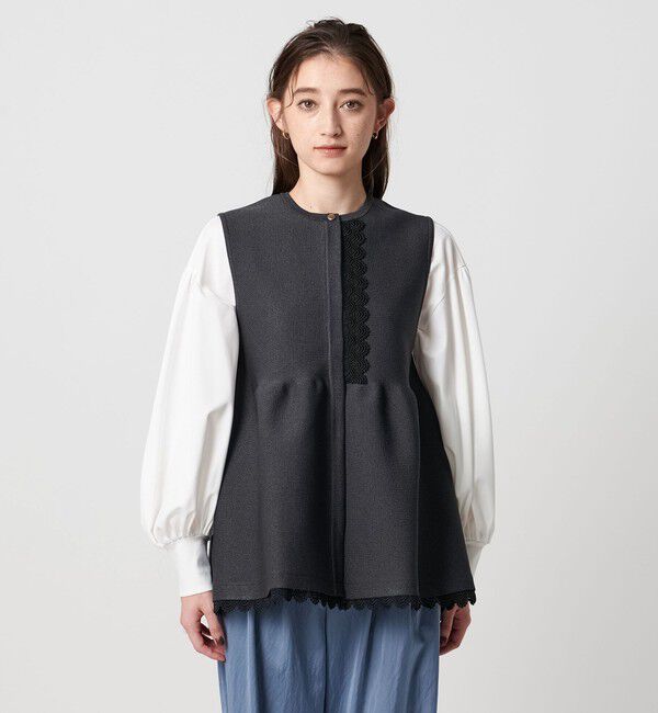 UNITED ARROWS「レース ペプラム ニットベスト ‐ウォッシャブル‐」|ベスト・ジレ|