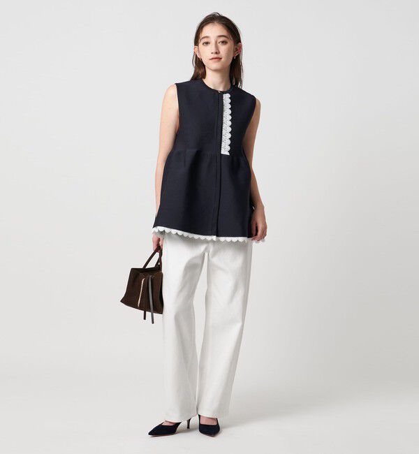 UNITED ARROWS「レース ペプラム ニットベスト ‐ウォッシャブル‐」|ベスト・ジレ|NAVY