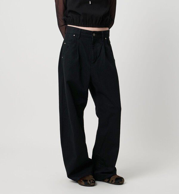ASTRAET「＜ASTRAET＞1タック バルーン デニムパンツ」|デニム|BLACK