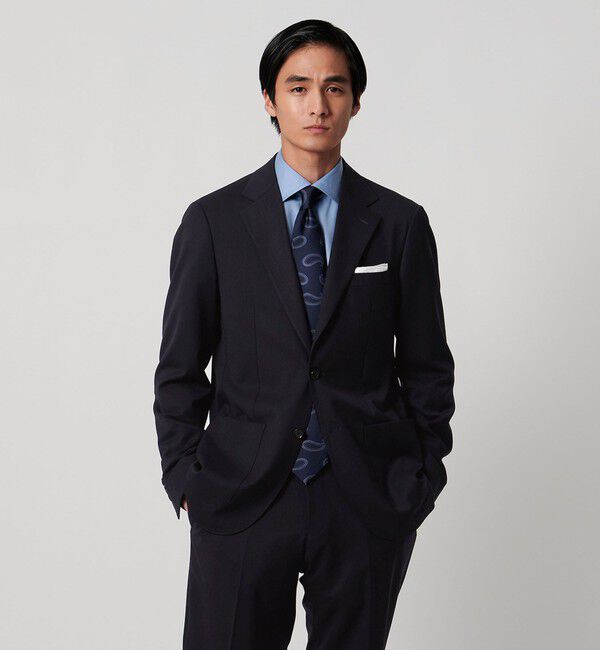UNITED ARROWS「3シーズン ツイル シングル2ボタン テーラードジャケット COMFORT EASY‐MODEL 2WAYストレッチ 撥水 防シワ」|スーツ|NAVY
