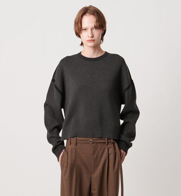 AEWEN MATOPH「＜AEWEN MATOPH＞コットンカシミヤ クラムステッチニット」|ニット・セーター|DK.GRAY
