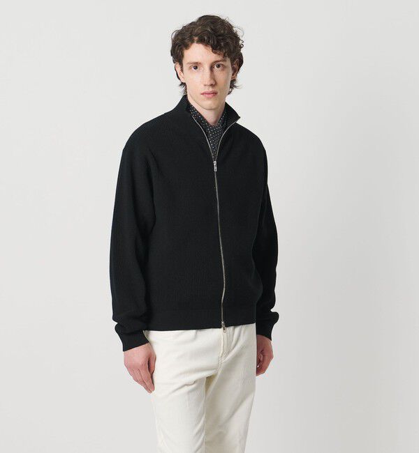 UNITED ARROWS「ジップアップ ドライバーズニット」|カーディガン|BLACK