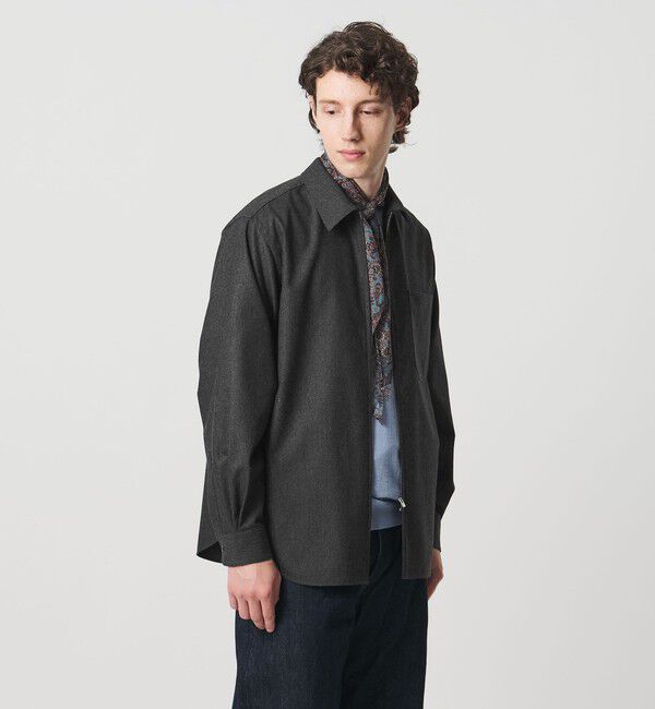 UNITED ARROWS「ライトメルトン ジップアップ オーバーシャツ」|シャツ・ブラウス|DK.GRAY
