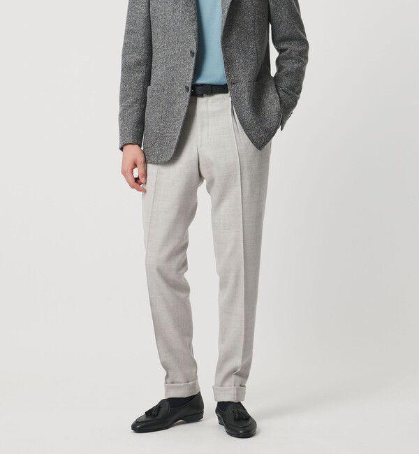 UNITED ARROWS「ライトサキソニー テーパード １プリーツ スラックス ヨコストレッチ」|スラックス|