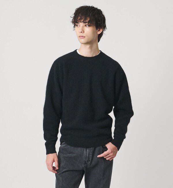 UNITED ARROWS「ヤク ヘアリー クルーネックニット」|ニット・セーター|BLACK
