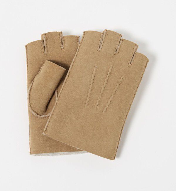 UNITED ARROWS「ムートン フィンガーレス グローブ」|手袋|BEIGE