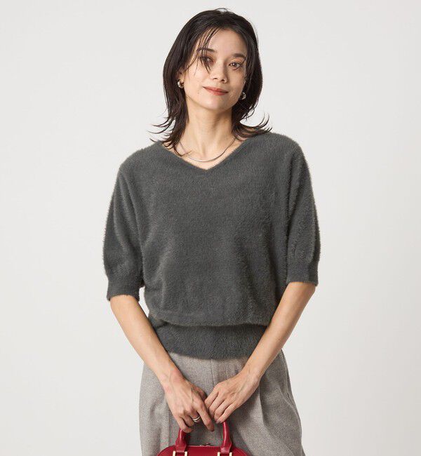 UNITED ARROWS green label relaxing「フラッフフェザー 2WAY ショートスリーブ ニット プルオーバー -ウォッシャブル-」|ニット・セーター|