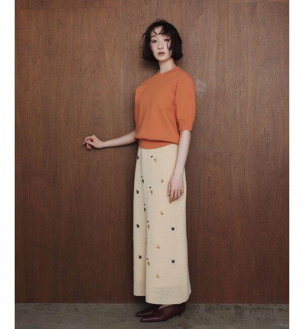 EMMEL REFINES「＜EMMEL REFINES＞EM フラワービジュー ニット スカート」|スカート|BEIGE