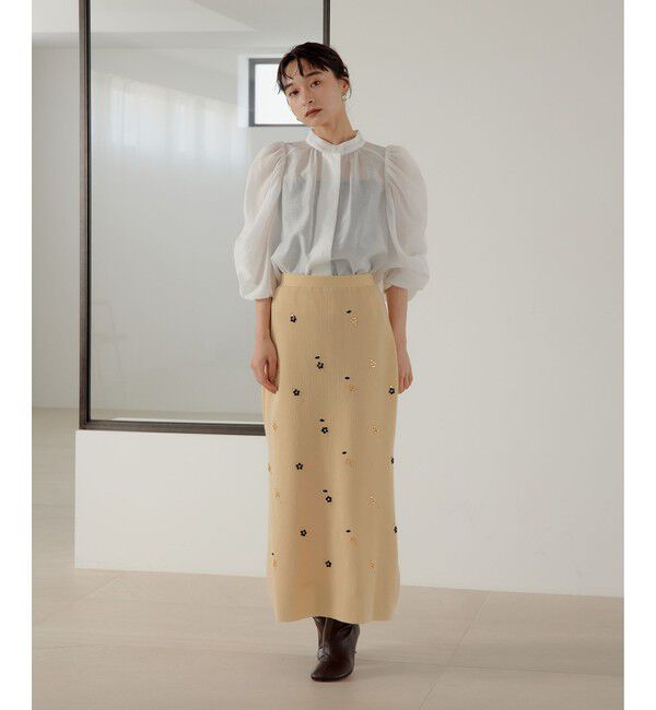 EMMEL REFINES「＜EMMEL REFINES＞EM フラワービジュー ニット スカート」|スカート|