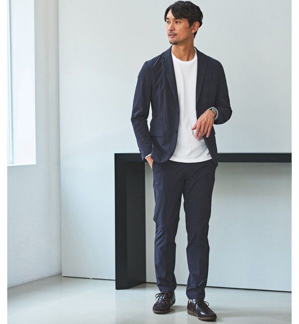 UNITED ARROWS green label relaxing「【WEB限定】JUST fit ナイロン PU ナロー セットアップ -2Wayストレッチ-」|テーラードジャケット|NAVY