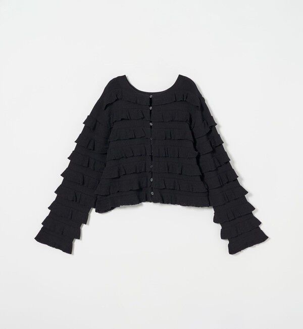 EMMEL REFINES「＜EMMEL REFINES＞EM ティアード ミニフリル 2WAY カーディガン」|カーディガン|BLACK