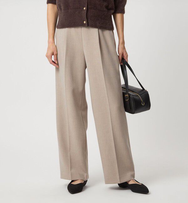 UNITED ARROWS green label relaxing「［size SHORT/TALLあり］ダブルクロス ワイド パンツ ウォッシャブル ストレッチ」|スラックス|BEIGE