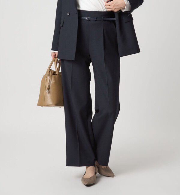 UNITED ARROWS green label relaxing「［size SHORT/TALLあり］ダブルクロス ワイド パンツ ウォッシャブル ストレッチ」|スラックス|