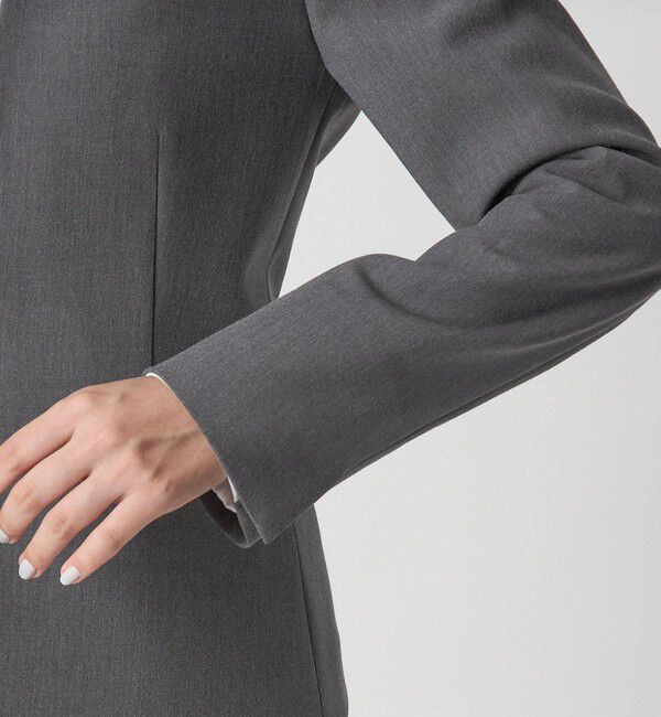 UNITED ARROWS green label relaxing「ダブルクロス ノーラペル ジャケット ウォッシャブル ストレッチ」|ノーカラージャケット|