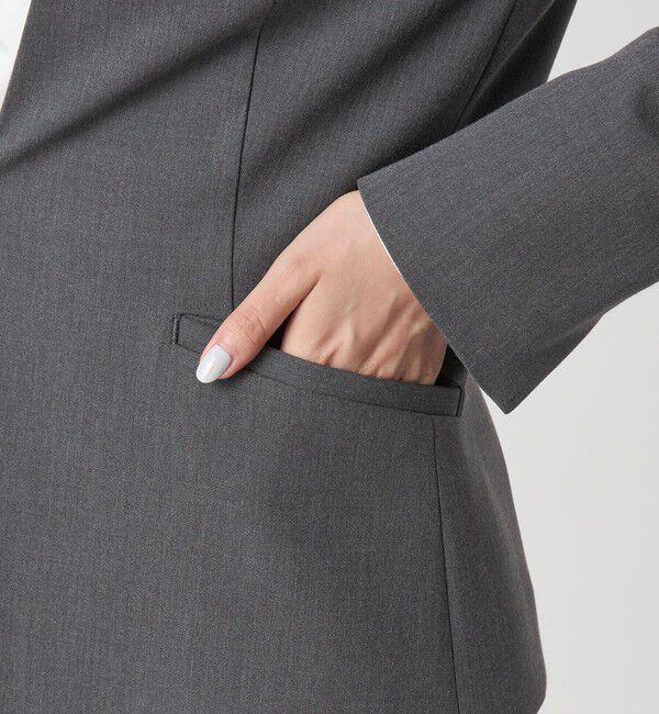 UNITED ARROWS green label relaxing「ダブルクロス ノーラペル ジャケット ウォッシャブル ストレッチ」|ノーカラージャケット|