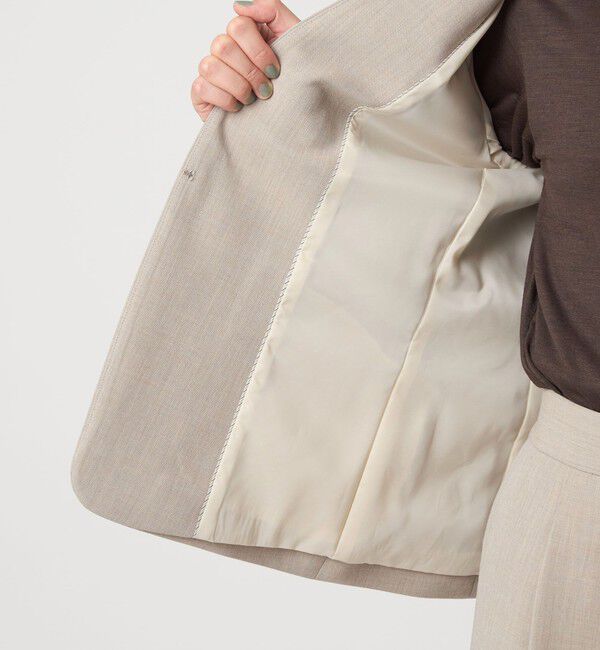 UNITED ARROWS green label relaxing「ダブルクロス ノーラペル ジャケット ウォッシャブル ストレッチ」|ノーカラージャケット|