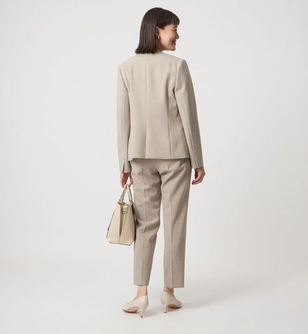 UNITED ARROWS green label relaxing「ダブルクロス ノーラペル ジャケット ウォッシャブル ストレッチ」|ノーカラージャケット|