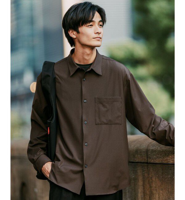 UNITED ARROWS green label relaxing「FREELITCH ボックス レギュラーカラー シャツ -ストレッチ-」|シャツ・ブラウス|DK.BROWN