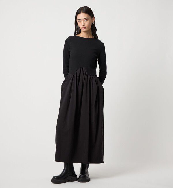 EMMEL REFINES「＜EMMEL REFINES＞EM ウェーブキリカエ ドッキング ワンピース」|ワンピース|BLACK