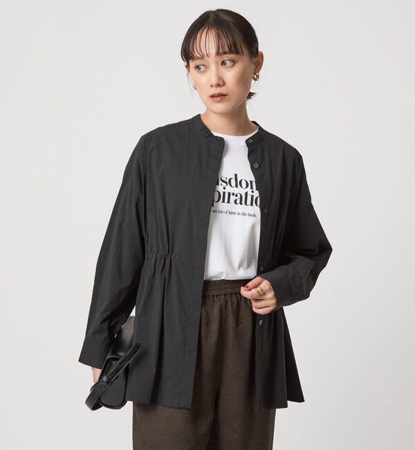 UNITED ARROWS green label relaxing「ウエスト ギャザー ハオリ ロングスリーブ シャツ」|シャツ・ブラウス|BLACK