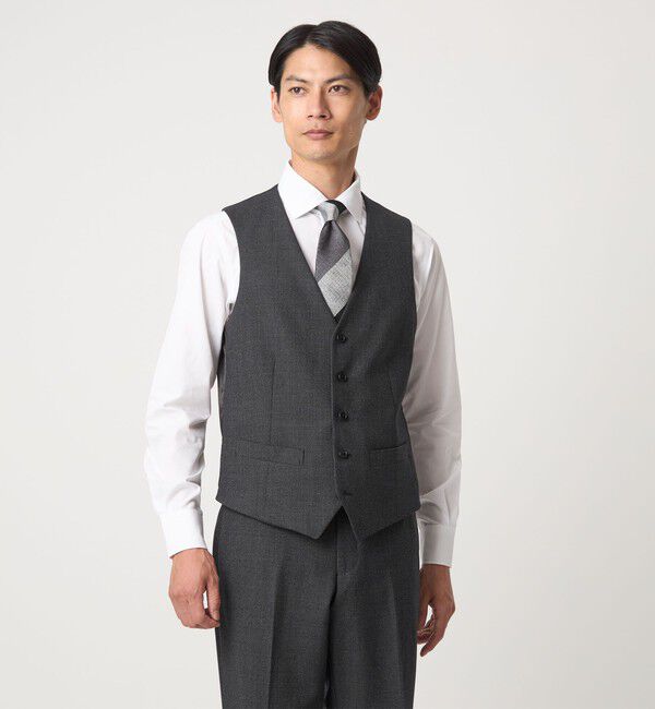 UNITED ARROWS green label relaxing「A+ TWPU バーズアイ 5B スリム ベスト -ウォッシャブル-」|ベスト・ジレ|DK.GRAY