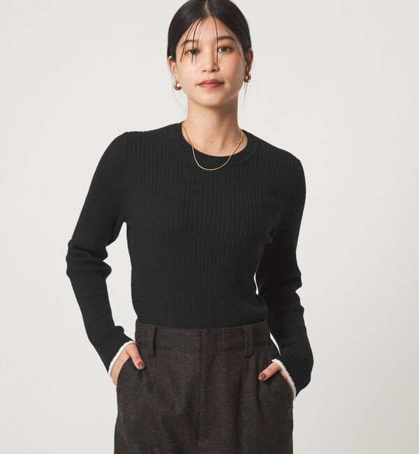 UNITED ARROWS green label relaxing「【WEB限定】＜at ease＞ソデサキ バイカラー プルオーバー ニット ウォッシャブル」|ニット・セーター|