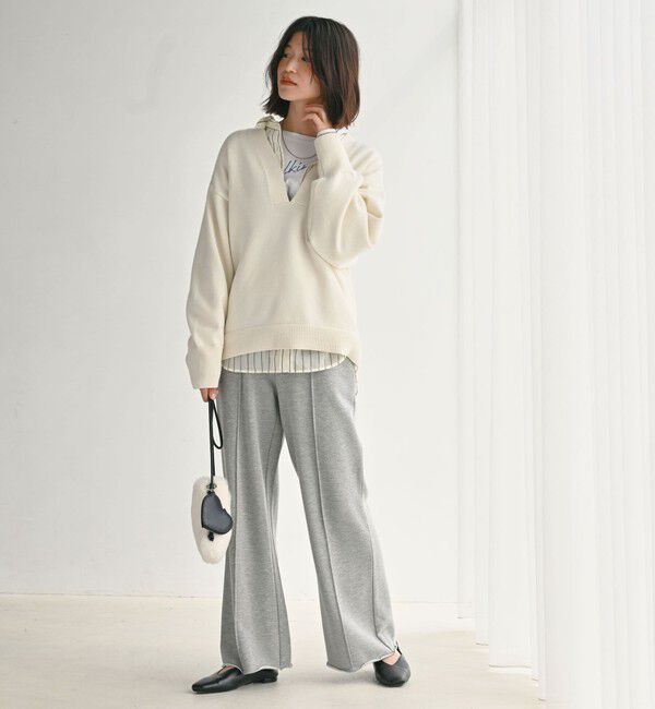 UNITED ARROWS green label relaxing「【WEB限定】＜at ease＞スキッパー プルオーバー ニット ウォッシャブル」|ニット・セーター|