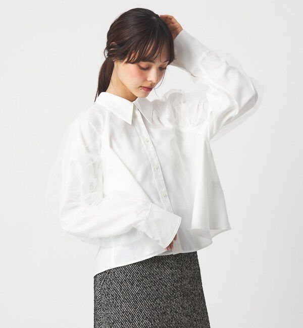 EMMEL REFINES「＜EMMEL REFINES＞EM チュールレイヤー ミニエリ シャツ」|シャツ・ブラウス|