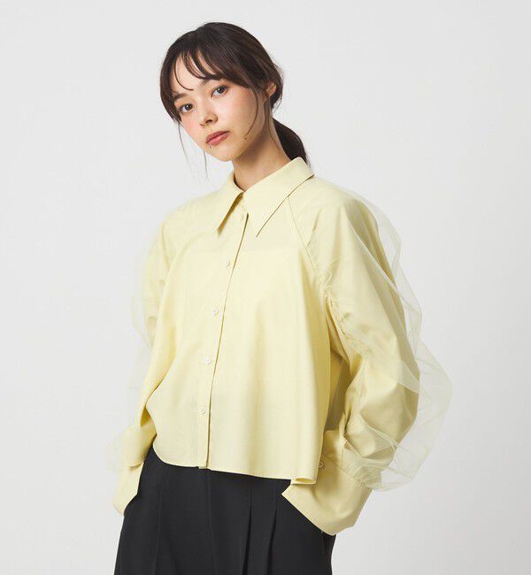 EMMEL REFINES「＜EMMEL REFINES＞EM チュールレイヤー ミニエリ シャツ」|シャツ・ブラウス|YELLOW