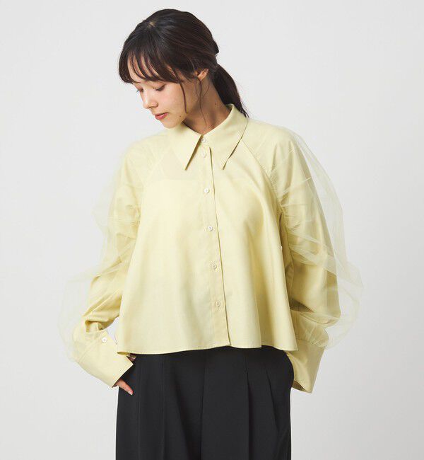 EMMEL REFINES「＜EMMEL REFINES＞EM チュールレイヤー ミニエリ シャツ」|シャツ・ブラウス|