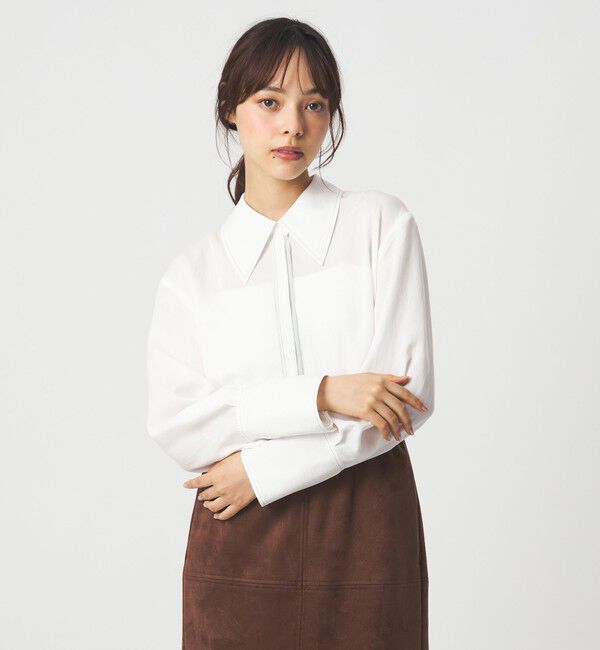 EMMEL REFINES「＜EMMEL REFINES＞EM レイヤーヒヨク ステッチ シャツ」|シャツ・ブラウス|WHITE