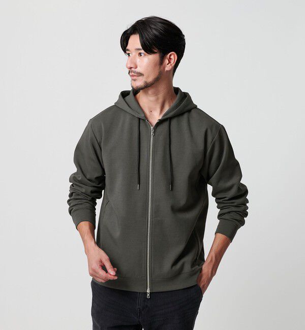 BEAUTY&YOUTH UNITED ARROWS「【WEB限定 WARDROBE SMART】ダブルニット ジップパーカー/セットアップ対応」|パーカー|DK.GRAY