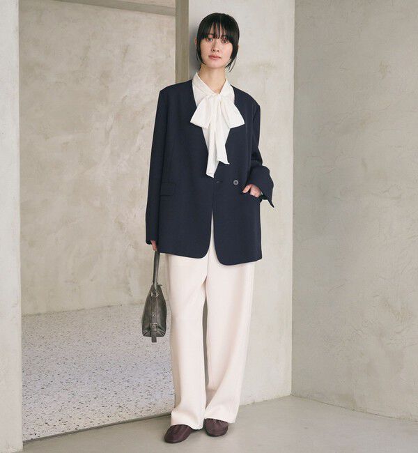 BEAUTY&YOUTH UNITED ARROWS「【WEB限定 Wardrobe DAILY MINIMAL】ダブルクロス カラーレスジャケット ウォッシャブル」|ノーカラージャケット|