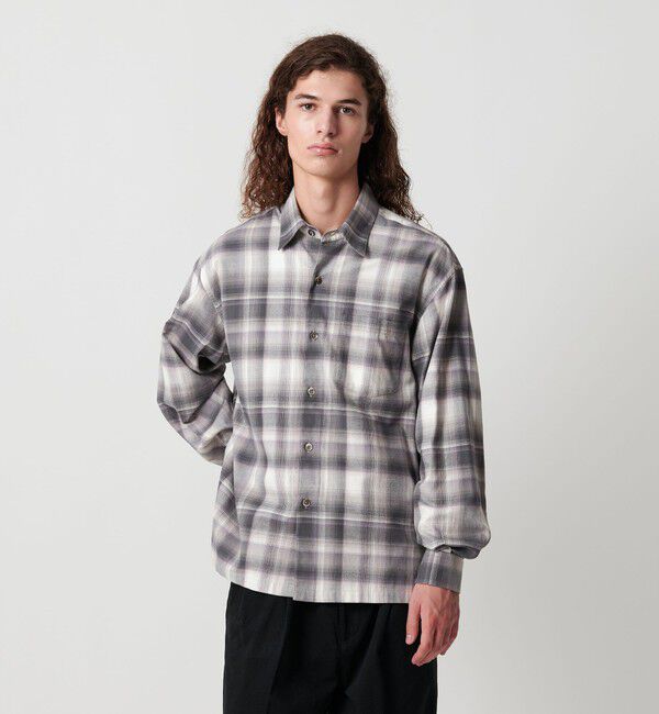 MONKEY TIME「ブラッシュド オンブレ チェック シャツ」|シャツ・ブラウス|DK.GRAY