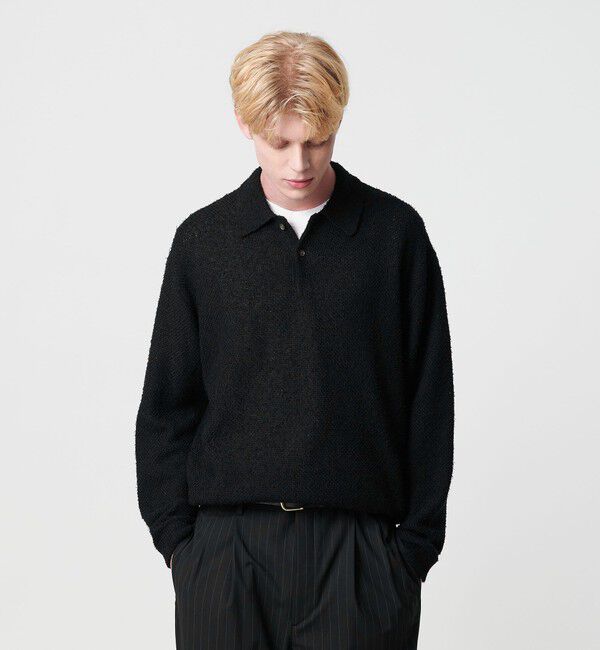 BEAUTY&YOUTH UNITED ARROWS「ニュアンス カール 2B ポロニット」|ニット・セーター|BLACK