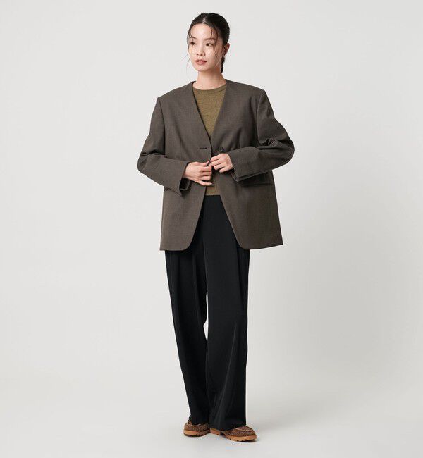 BEAUTY&YOUTH UNITED ARROWS「ポリエステルレーヨン ノーカラー1ボタンジャケット」|ノーカラージャケット|