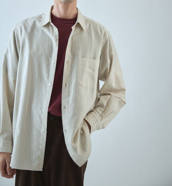 STEVEN ALAN「＜Steven Alan＞ ネル  ストライプ レギュラーカラー シャツ NARROW」|シャツ・ブラウス|NATURAL