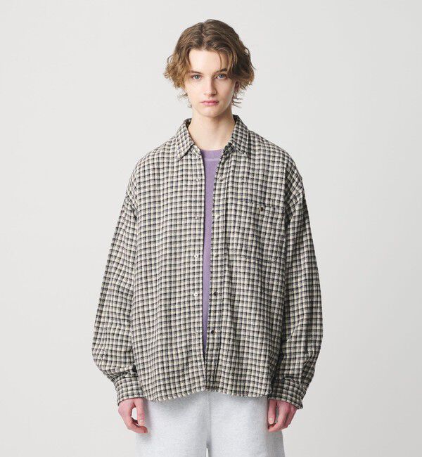 MONKEY TIME「ディストレスト ネル チェック シャツ」|シャツ・ブラウス|OFF WHITE